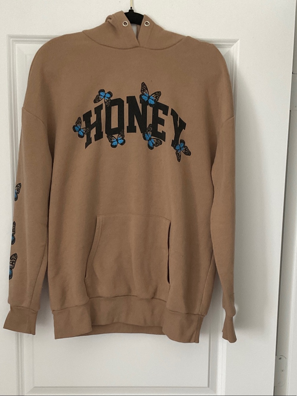 Honey Graphic Hoodie Sweatshirt in Tan